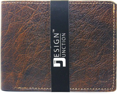 

The Design Junction Men Tan Genuine Leather Wallet(4 Card Slots), Textured brown