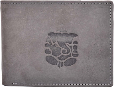 

AJ Fashions Men Grey Genuine Leather Wallet(9 Card Slots), Metal grey