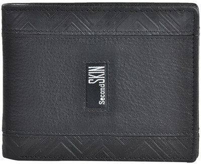

Second Skin Men Black Genuine Leather Wallet(10 Card Slots)