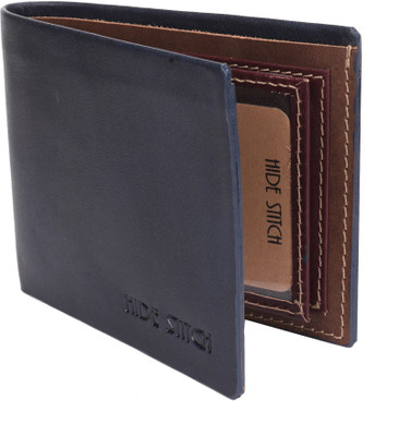 

Hide Stitch Men Multicolor Genuine Leather Wallet(5 Card Slots), Blue;wine