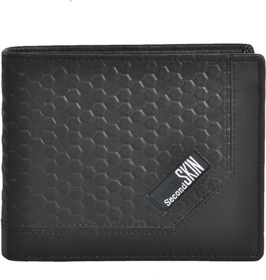 

Second Skin Men Black Genuine Leather Wallet(10 Card Slots)