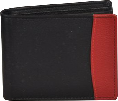 

Divoto Men Black Genuine Leather Wallet(4 Card Slots), Black and red