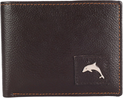 

New Dolphin Men Brown Genuine Leather Wallet(4 Card Slots), Dark brown