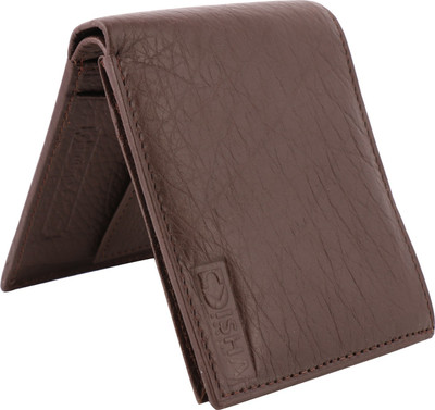 

Disha Men Brown Genuine Leather Wallet(4 Card Slots), Dark brown