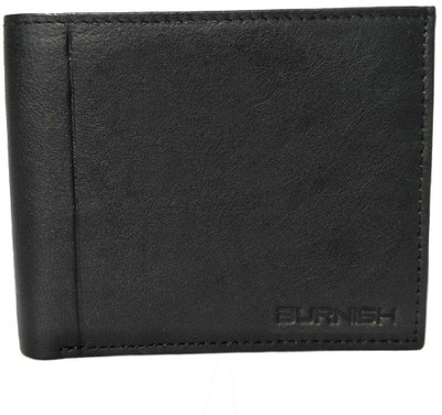 

Burnish Men Black Genuine Leather Wallet(8 Card Slots)