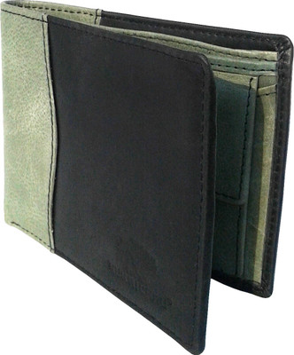 THE NUKAICHAU Men Green Genuine Leather Wallet(3 Card Slots), Blk grn 3