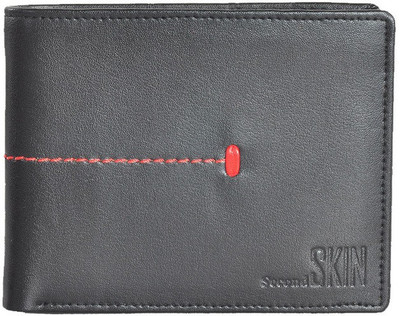 

Second Skin Men Black Genuine Leather Wallet(10 Card Slots)