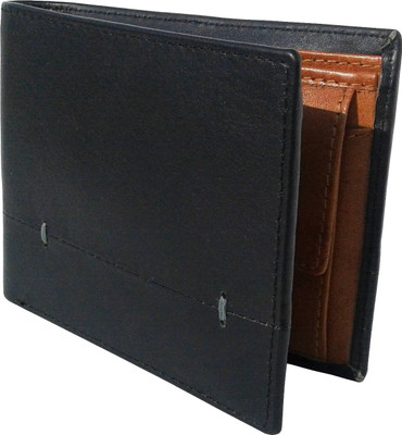 

NUKAICHAU Men Tan Genuine Leather Wallet(3 Card Slots), Blk tan 3