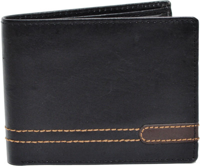

Knott Men Black Genuine Leather Wallet(8 Card Slots), Black-01