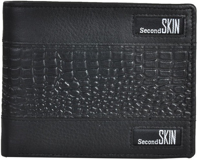 

Second Skin Men Black Genuine Leather Wallet(10 Card Slots)