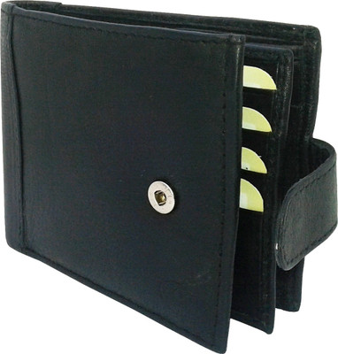

REBECO Men Black Genuine Leather Wallet(9 Card Slots)