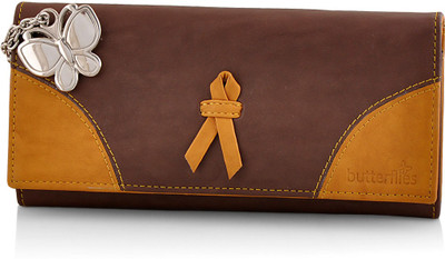 

Butterflies Women Brown Artificial Leather Wallet(5 Card Slots), Brown;mustard