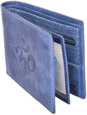 

AJ Fashions Men Blue Genuine Leather Wallet(9 Card Slots), Denim blue