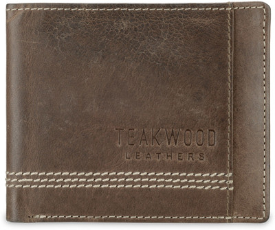 Teakwood Men Brown Genuine Leather Wallet(8 Card Slots)