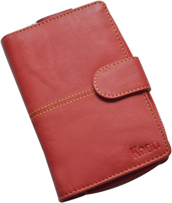 

Knott Women Casual Red Genuine Leather Wallet(7 Card Slots)