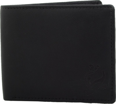 

White Bear Men Black Genuine Leather Wallet(3 Card Slots)