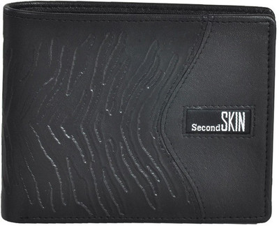 

Second Skin Men Black Genuine Leather Wallet(10 Card Slots)