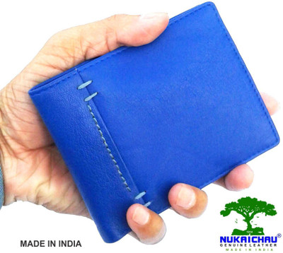 

NUKAICHAU Men Blue Genuine Leather Wallet(8 Card Slots)