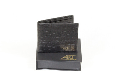 A&T London Men Black Genuine Leather Wallet(8 Card Slots)