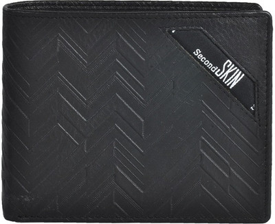 

Second Skin Men Black Genuine Leather Wallet(10 Card Slots)