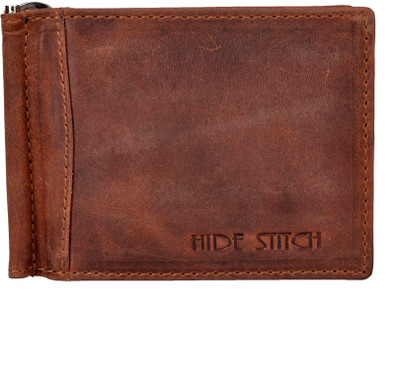 

Hidestitch Men Brown Genuine Leather Money Clip(8 Card Slots), Brown-05