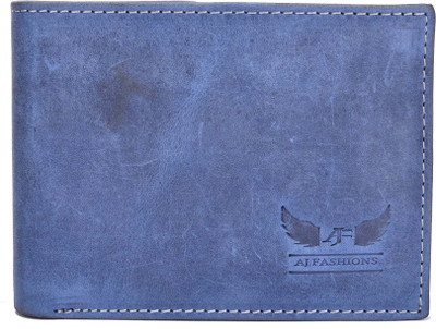 

AJ Fashions Men Blue Genuine Leather Wallet(9 Card Slots), Denim blue