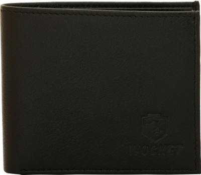 

Wocket Men Black Genuine Leather Wallet(3 Card Slots), Black-02