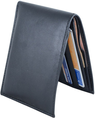 

HolBoro Men Black Genuine Leather Wallet(8 Card Slots), Black-1