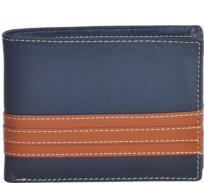 

VALENORE Men Blue Genuine Leather Wallet(8 Card Slots), Navy blue