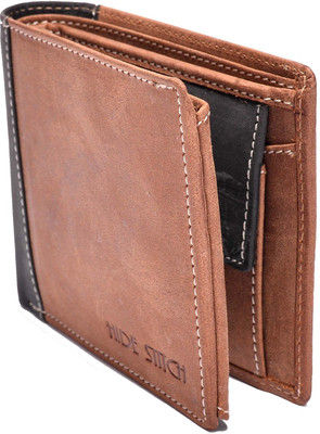 

Hidestitch Boys Tan Genuine Leather Wallet(6 Card Slots), Black;tan-01