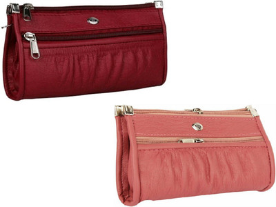 

Feel sixteen Girls Casual Pink, Maroon Genuine Leather Wallet(7 Card Slots), Feel marun n pink pancha14