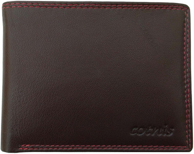 Cotnis Men Brown Genuine Leather Wallet(6 Card Slots)