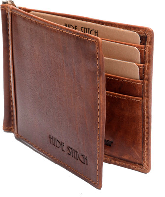 

Hide Stitch Men Brown Genuine Leather Money Clip(8 Card Slots), Brown-05