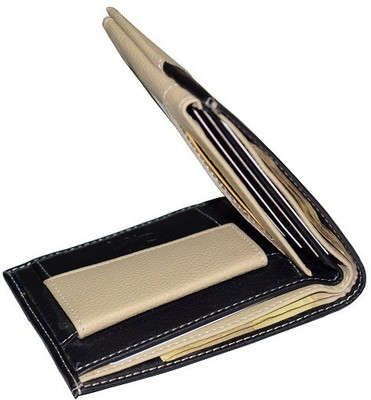 

HAPTIC Men Black, Gold Artificial Leather Wallet(5 Card Slots), Black;light golden