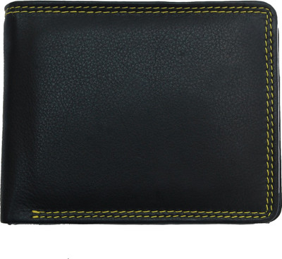 Divoto Men Black Genuine Leather Wallet(4 Card Slots)