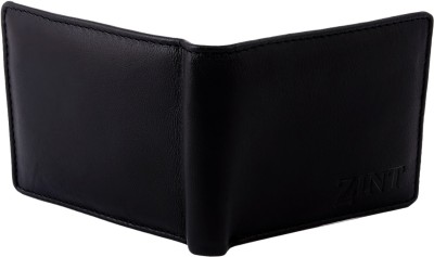 ZINT Men Black Genuine Leather Wallet(5 Card Slots)