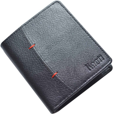 

Knott Men Black Genuine Leather Wallet(5 Card Slots), Black-09