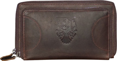 

Kan Girls Brown Genuine Leather Wrist Wallet(16 Card Slots)