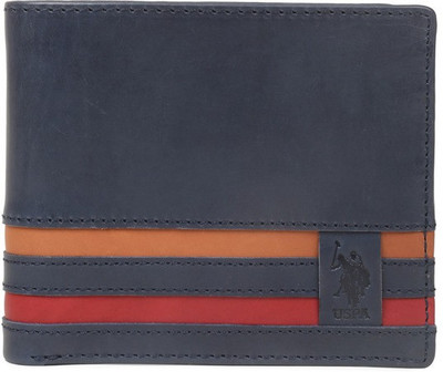 

U.S. Polo Assn Men Blue Genuine Leather Wallet(7 Card Slots), Navy