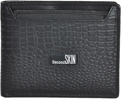 

Second Skin Men Black Genuine Leather Wallet(10 Card Slots)