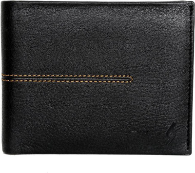 

Garri Men Black Genuine Leather Wallet(3 Card Slots), Back;tan