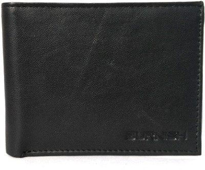 

Burnish Men Black Genuine Leather Wallet(4 Card Slots)