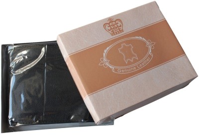 ZINT Men Black Genuine Leather Wallet(6 Card Slots)