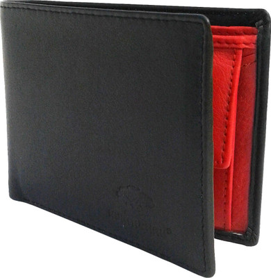 

THE NUKAICHAU Men Red Genuine Leather Wallet(3 Card Slots), Blk red 3