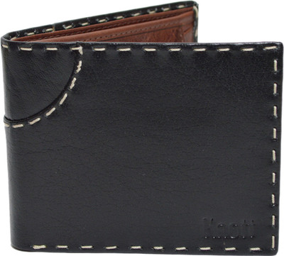 

Knott Men Black Genuine Leather Wallet(5 Card Slots), Black-14