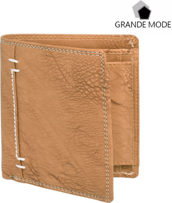 

Grande Mode Men Khaki Genuine Leather Wallet(4 Card Slots), Khaki-01