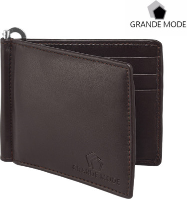

Grande Mode Men Brown Genuine Leather Money Clip(6 Card Slots), Brown-03