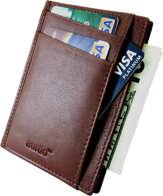 

AurDo Men Brown Genuine Leather Card Holder(4 Card Slots)
