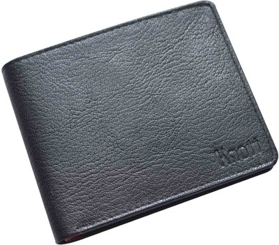 

Knott Men Black, Red Genuine Leather Wallet(10 Card Slots), Black-10