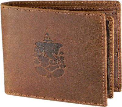 

Hidelink Men Brown Genuine Leather Wallet(7 Card Slots)